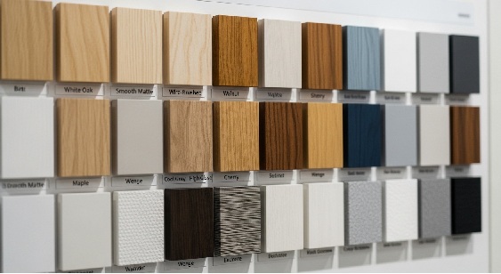キッチン扉の化粧板カラーバリエーションとテクスチャサンプルの一覧