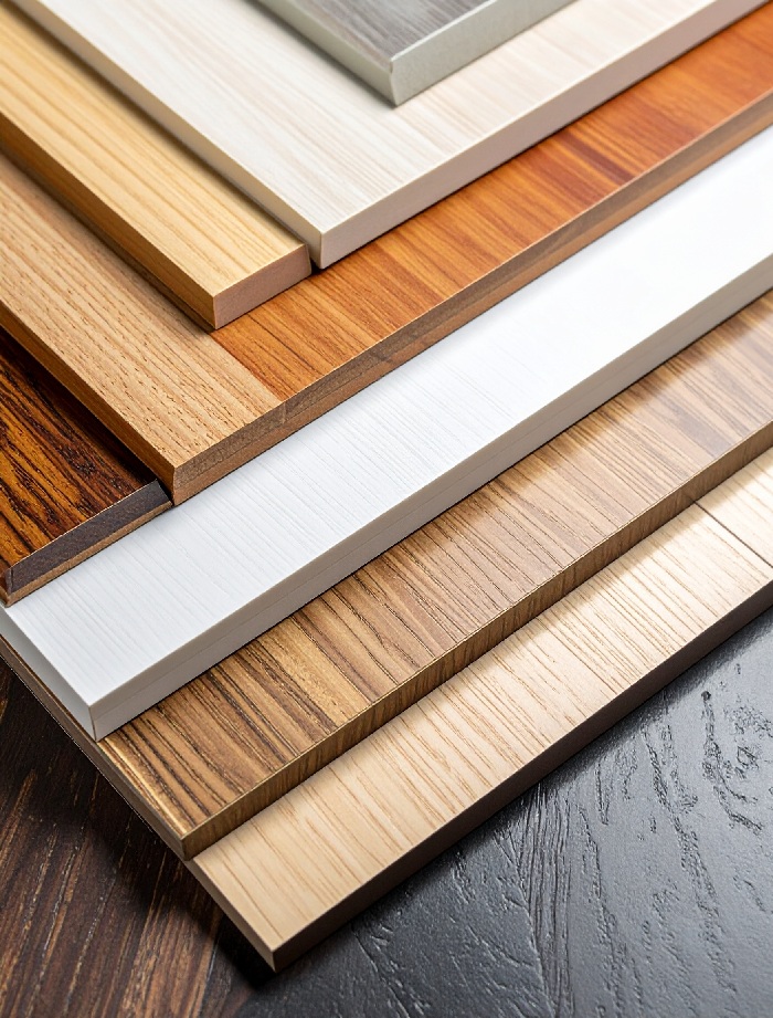 エッジ材の種類比較｜ABS・PVC・メラミンの断面サンプル