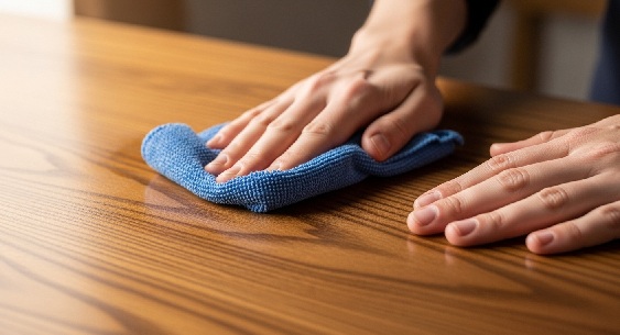 ロファイバークロスで丁寧に清掃しているシーン