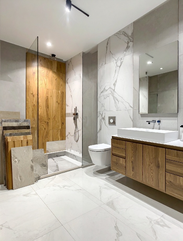 水回りに使われる化粧板・タイル・人工大理石の素材比較イメージ